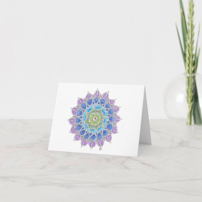 Yin Yang Peaceful Mandala Notecard (Front)