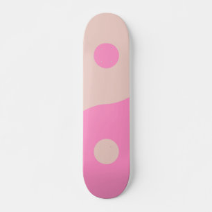 Yin Yang Print Peach And Pink Preppy Minimalistic Skateboard