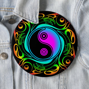 Yin Yang Psychedelic Rainbow Tattoo 6 Cm Round Badge