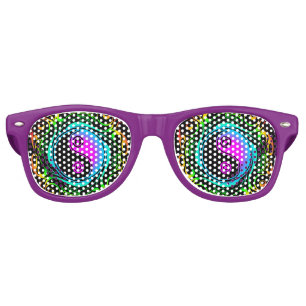 Yin Yang Psychedelic Rainbow Tattoo Retro Sunglasses