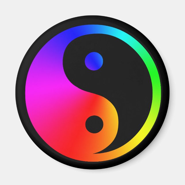 yin yang rainbow magnet (Front)