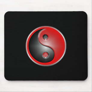 yin-yang-red mouse pad