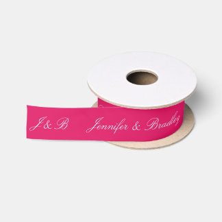 Yin-Yang Red Wedding Monogram Personalised Names Satin Ribbon
