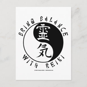 Yin Yang Reiki Kanji Postcard