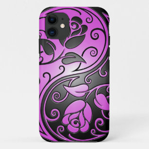 Yin Yang Roses, purple and black Case-Mate iPhone Case