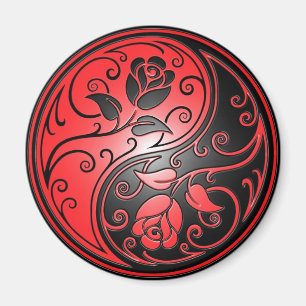 Yin Yang Roses, red and black Magnet