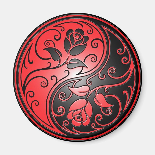 Yin Yang Roses, red and black Magnet (Front)