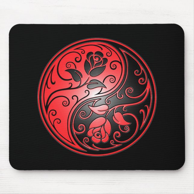 Yin Yang Roses, red and black Mouse Pad (Front)