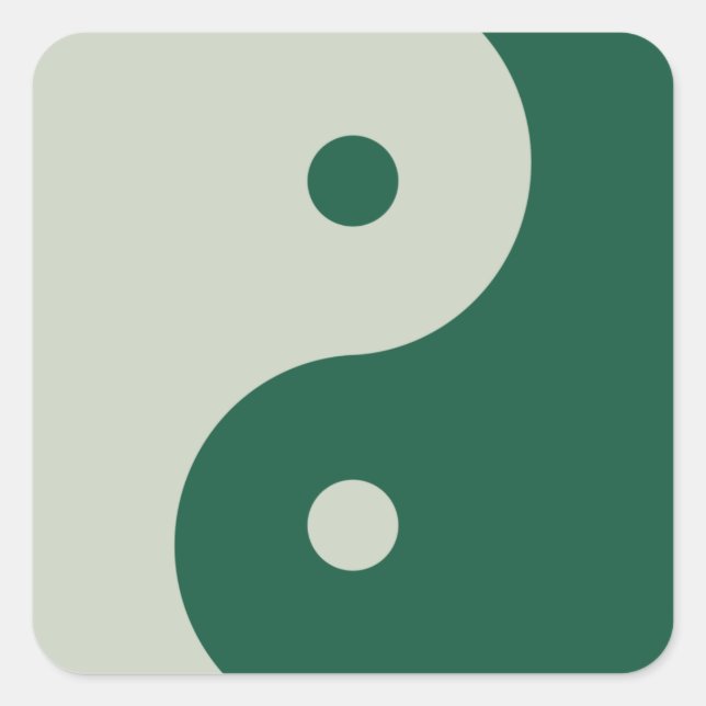 Yin Yang Sage Green Square Sticker (Front)
