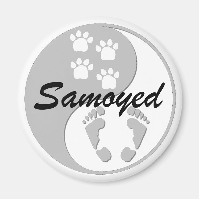 yin yang samoyed magnet (Front)