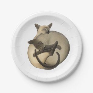Yin Yang Siamese Cats Paper Plates