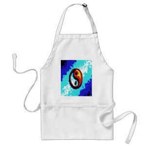 Yin Yang Sign Red and Blue Artistic Standard Apron