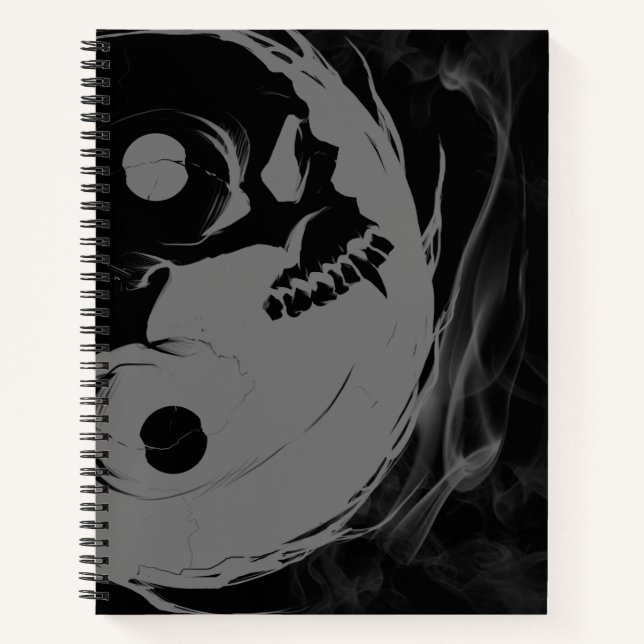 Yin-Yang Skull Spiral Sketchpad Inverted Notebook (Front)