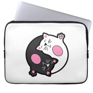 Yin Yang Sleeping Cats In Black And White Laptop Sleeve