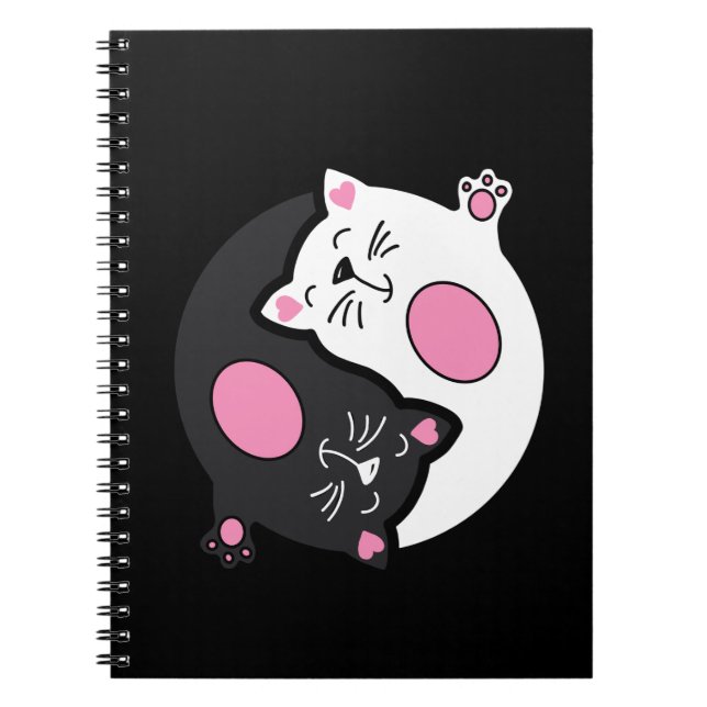 Yin Yang Sleeping Cats In Black And White  Notebook (Front)