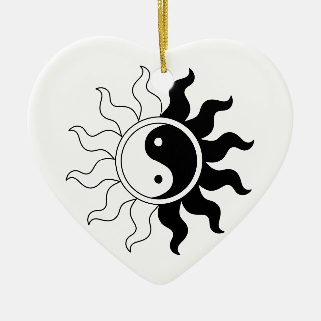 Yin yang sun ceramic tree decoration (Front)