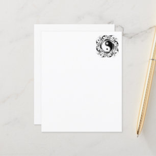 Yin & Yang Symbol Black and White Tattoo Style