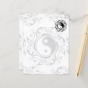 Yin & Yang Symbol Black and White Tattoo Style