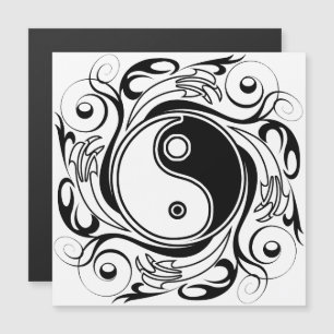 Yin & Yang Symbol Black and White Tattoo Style