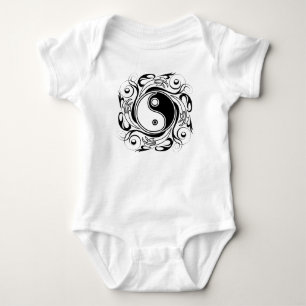 Yin & Yang Symbol Black and White Tattoo Style Baby Bodysuit