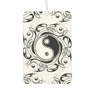 Yin & Yang Symbol Black and White Tattoo Style Car Air Freshener