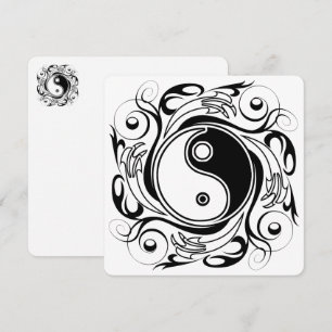 Yin & Yang Symbol Black and White Tattoo Style Holiday Card