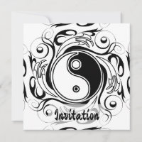 Yin & Yang Symbol Black and White Tattoo Style