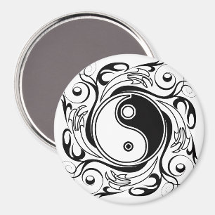 Yin & Yang Symbol Black and White Tattoo Style Magnet