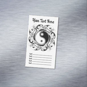 Yin & Yang Symbol Black and White Tattoo Style Magnetic Business Card