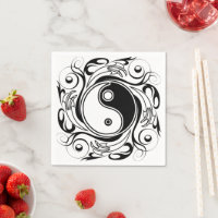 Yin & Yang Symbol Black and White Tattoo Style