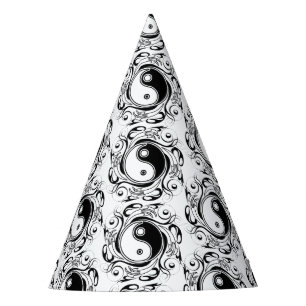 Yin & Yang Symbol Black and White Tattoo Style Party Hat
