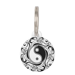 Yin & Yang Symbol Black and White Tattoo Style Pet Tag