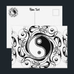 Yin & Yang Symbol Black and White Tattoo Style Postcard<br><div class="desc">Decorative Ying Yang Symbol Psychedelic Black and White Tattoo Style Art Design. Originally created with Hi Quality Vector Graphic Art Copyright BluedakArt TheChameleonArt.</div>
