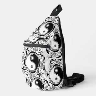 Yin & Yang Symbol Black and White Tattoo Style Sling Bag
