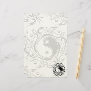 Yin & Yang Symbol Black and White Tattoo Style Stationery