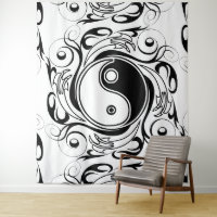 Yin & Yang Symbol Black and White Tattoo Style