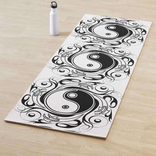 Yin & Yang Symbol Black and White Tattoo Style Yoga Mat (In Situ)