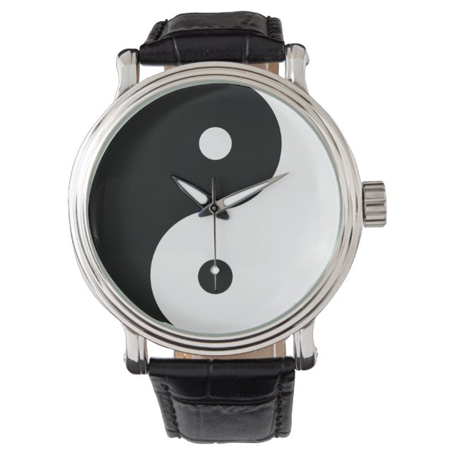 Yin Yang Symbol Black White Shapes in Harmony Watch (Front)