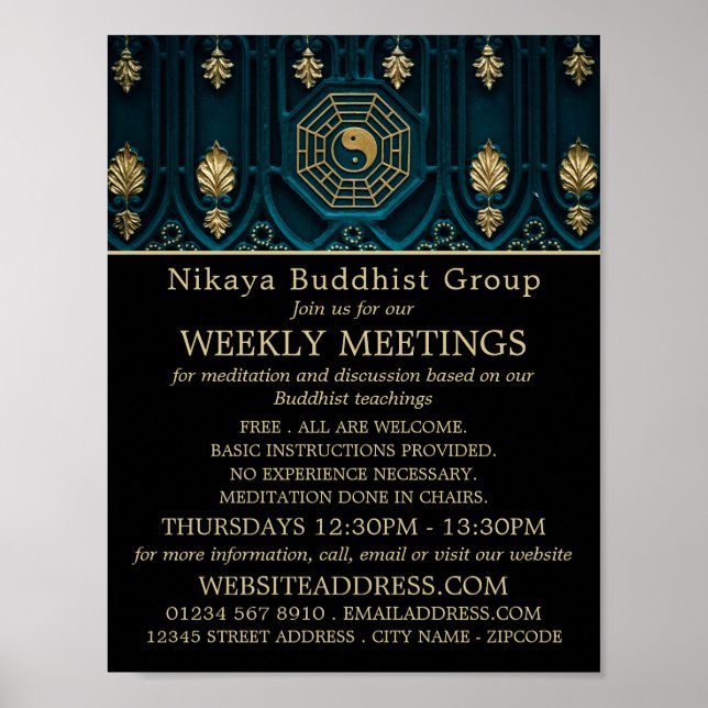 Yin & Yang Symbol, Buddhist Group Advertising Poster (Front)