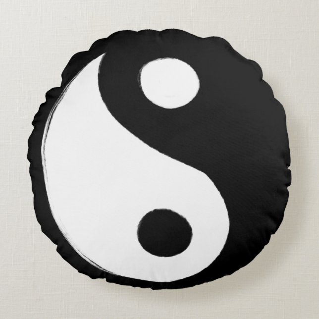 Yin Yang Symbol Dark and Light                     Round Cushion (Front)
