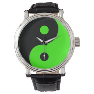 Yin Yang Symbol in Green & Black Watch