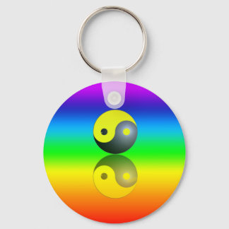 Yin & Yang Symbol on Chakra Colors Key Ring