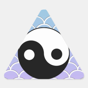 Yin Yang Symbol on Wave Background Triangle Sticker