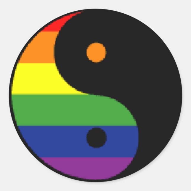 Yin-Yang-Symbol-Rainbow Classic Round Sticker (Front)