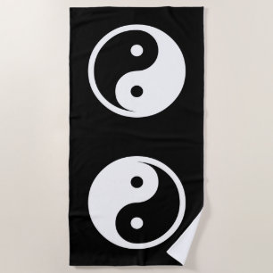 Yin Yang Symbol - solid tattoo design 2 Beach Towel