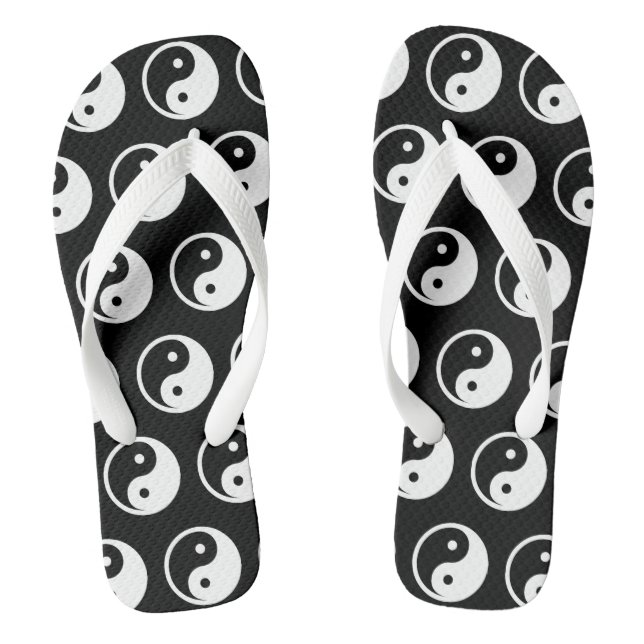 Yin Yang Symbol - solid tattoo design 2 Jandals (Footbed)