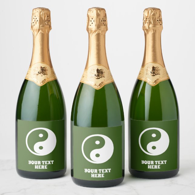 Yin Yang Symbol - solid tattoo design 2 Sparkling Wine Label (Bottles)