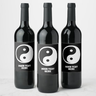 Yin Yang Symbol - solid tattoo design 2 Wine Label