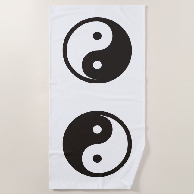 Yin Yang Symbol - solid tattoo design Beach Towel (Front)