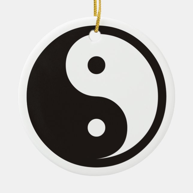 Yin Yang Symbol - solid tattoo design Ceramic Tree Decoration (Front)